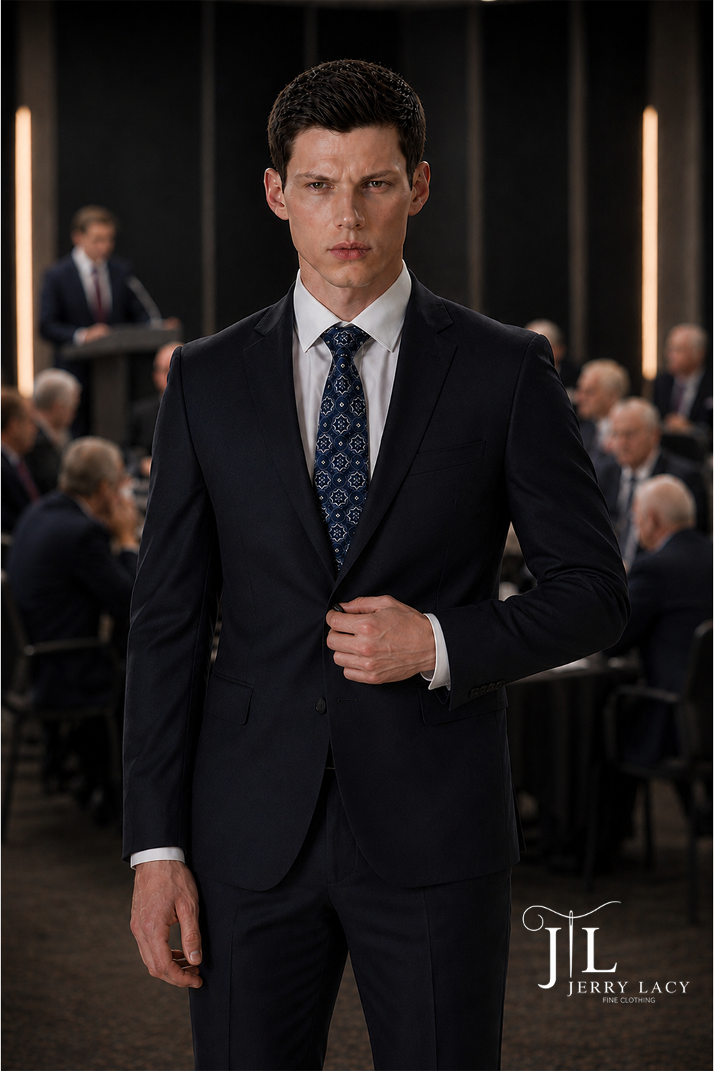JL Navy Suit Notch Slim Fit Super 140's
