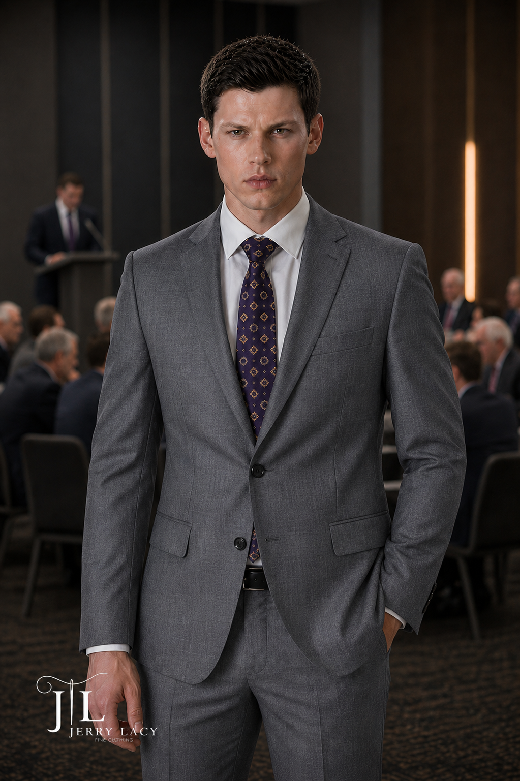 JL Grey Suit Notch Classic Fit Super 140's