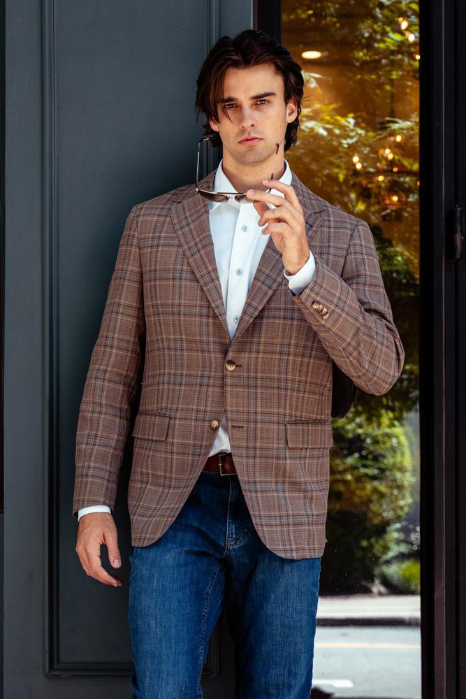 Light Brown Plaid Sport Jacket Milano