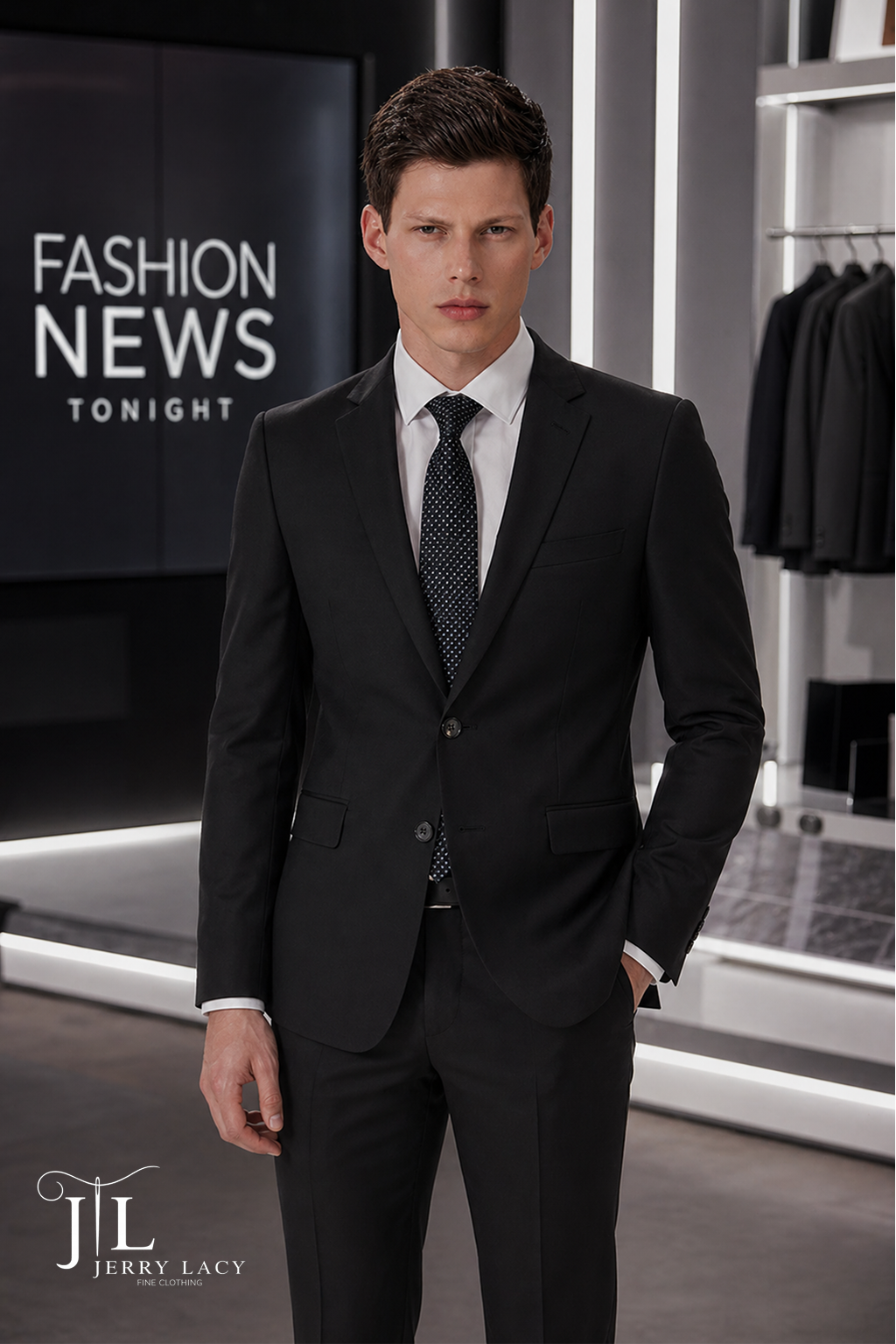 JL Suit Black Notch Classic Fit Suit Super 140's