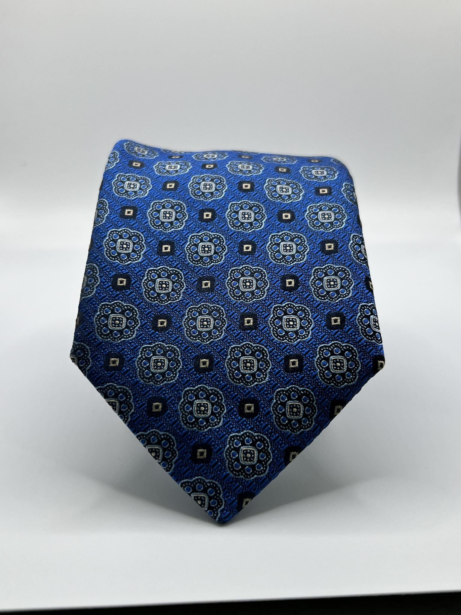 Navy/Brown Silk Cotton NeckTie Geoff