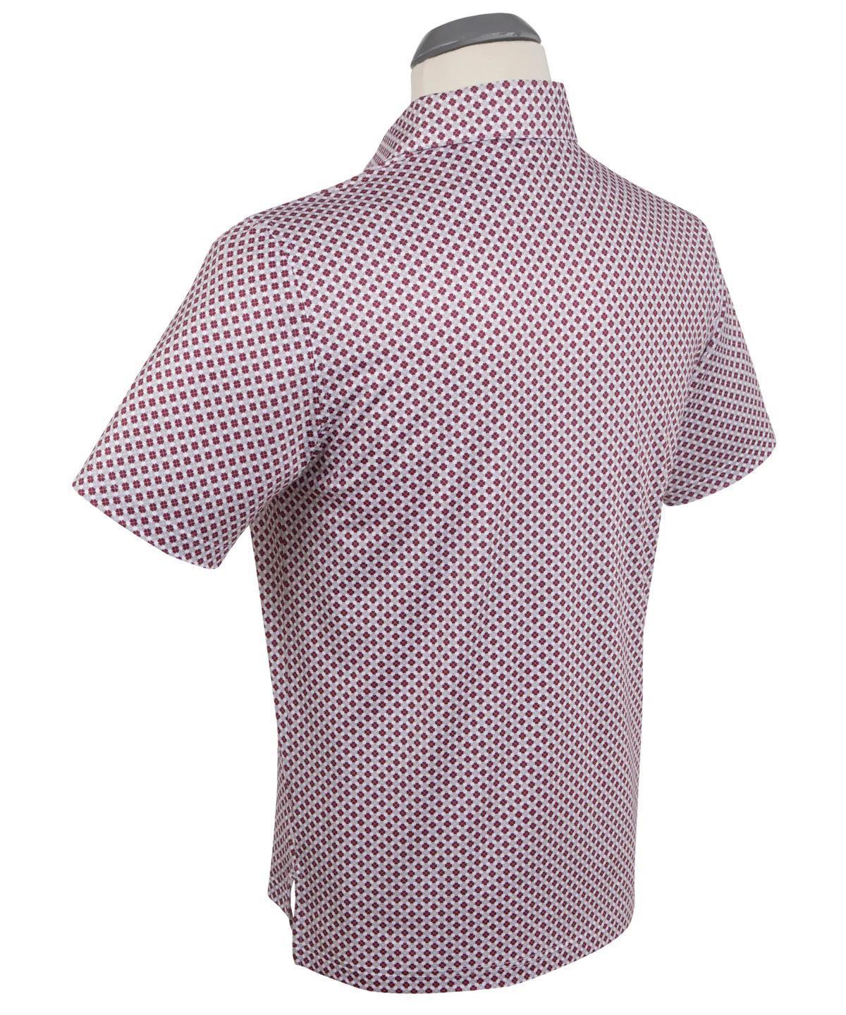 Performance Clover Gingham Print Polo Burg