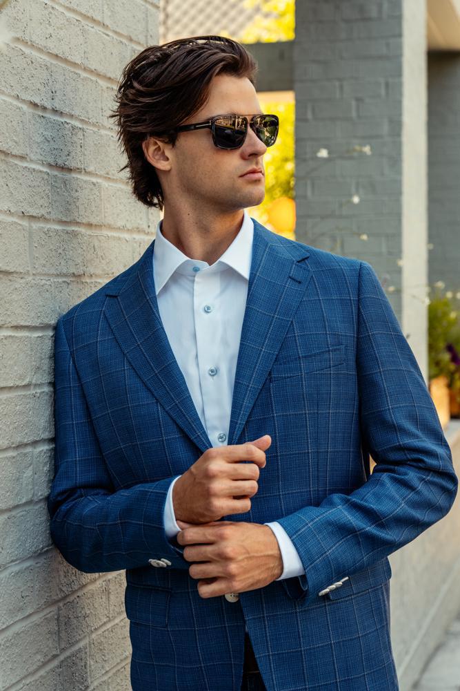 Medium Blue Windowpane Sport Jacket Milano 333685/902