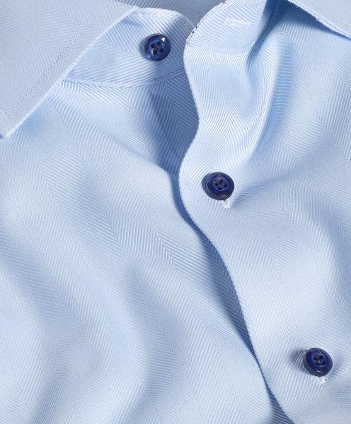 Sky Contrast Herringbone Solid Dress Shirt