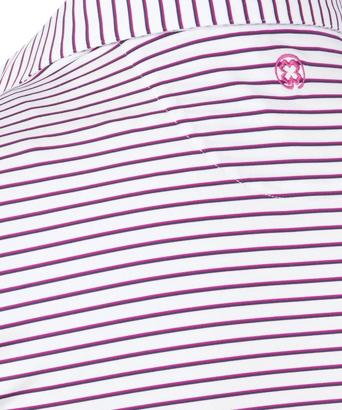 Perform Dual Laser Yarn Dye Stripe Polo Fuschia