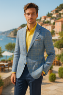 Blue & Yellow Classic Windowpane Sport Jacket 100% Wool