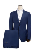 Blue Sharkskin Suit Modern Fit Super 110's