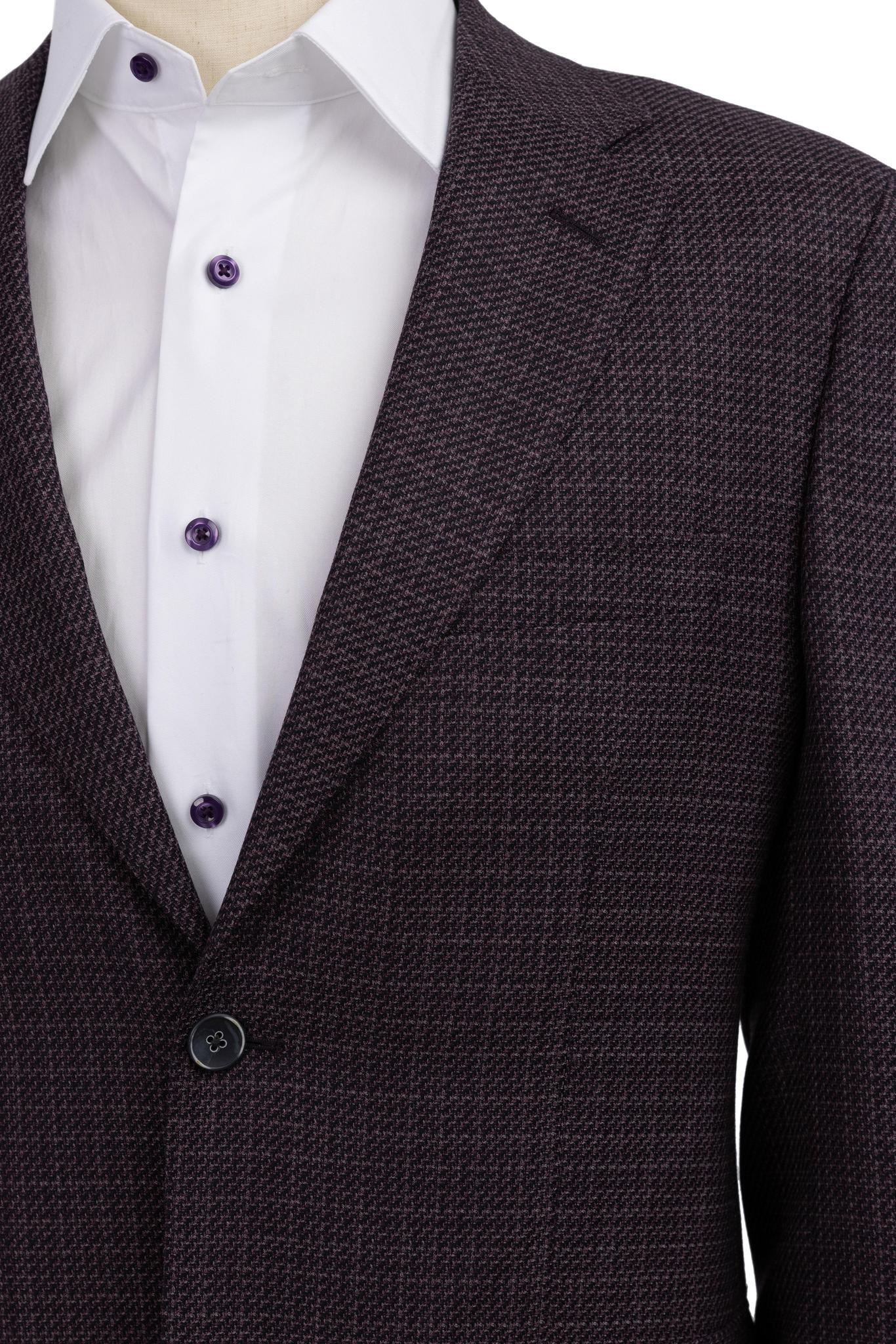 Burgundy Textured Sport Coat Slim Fit Super 130's