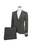 Olive Herringbone Modern Fit Suit Notch Lapel