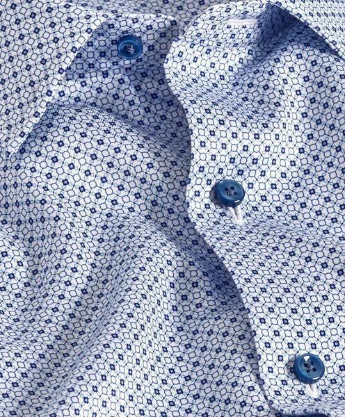 White & Blue Geometric Print Sport Shirt