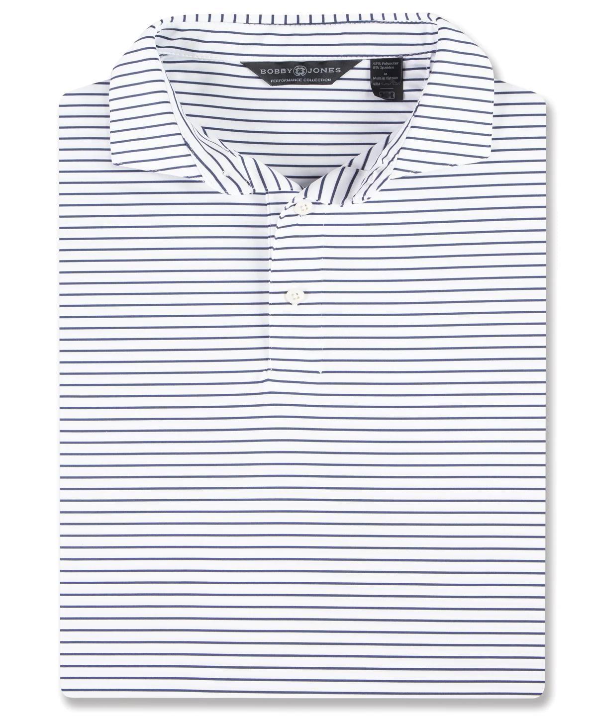 Perform Yarn Dye Laser Stripe Polo Navy