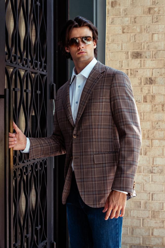 Light Brown Plaid Sport Jacket Milano