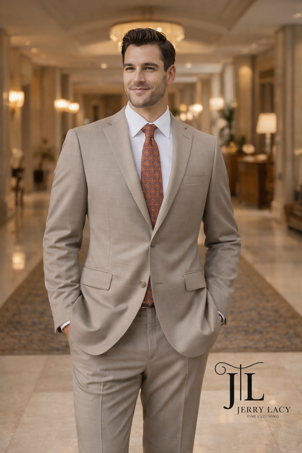 Tan Modern Fit Suit Wool & Cashmere