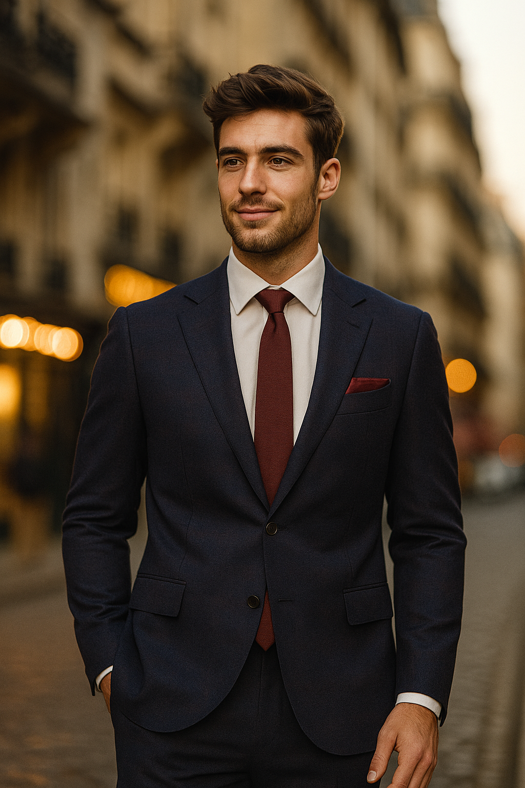 Blue/ Cranb Windowpane Slim Suit Wool & Cashmere