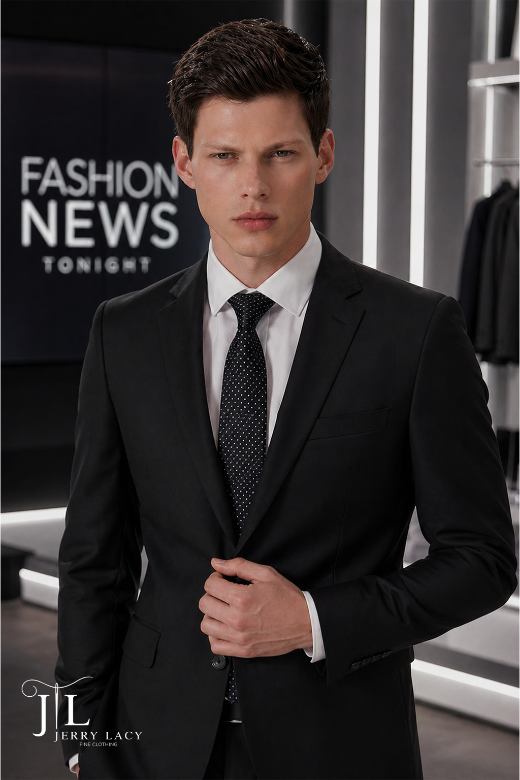 JL Suit Black Notch Classic Fit Suit Super 140's