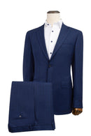 Navy Plaid Suit Slim Fit Super 130's