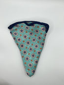 Lt. Sea Green Neat/ Navy Print Silk Reversible Pocket Circle