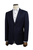 Midnight Navy Windowpane Sport Coat Modern Fit Super 130's
