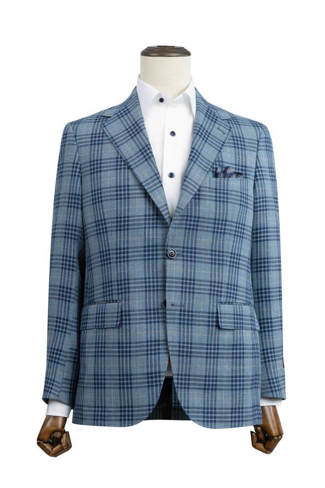 Light Blue & Navy Windowpane Sport Jacket