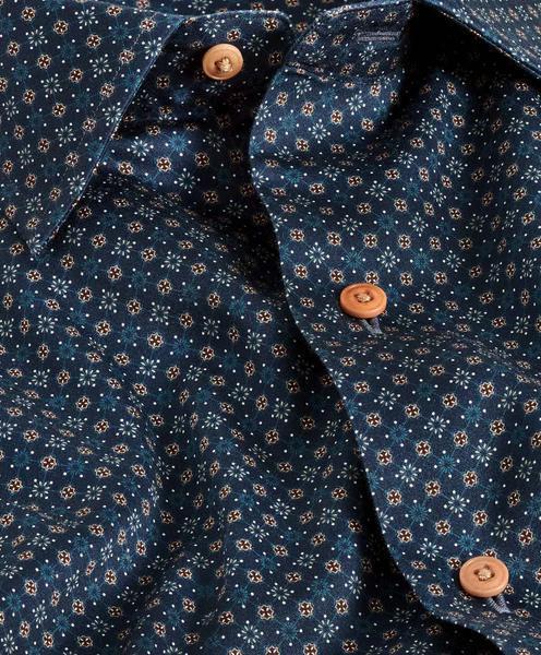 Navy Micro Geometric Print Sport Shirt