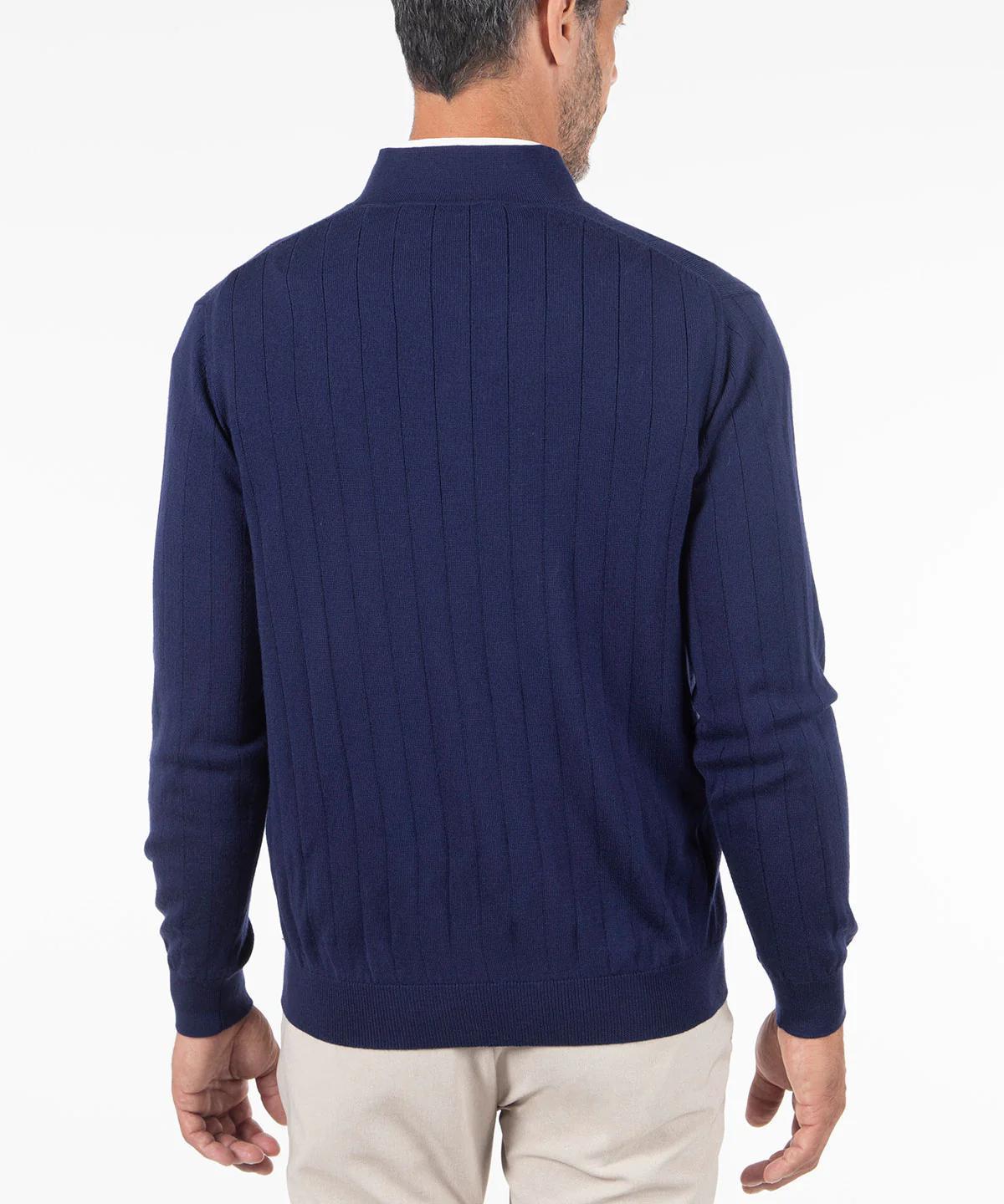 Signature Merino Lined Quarter-Zip Mock Neck Sweater Navy