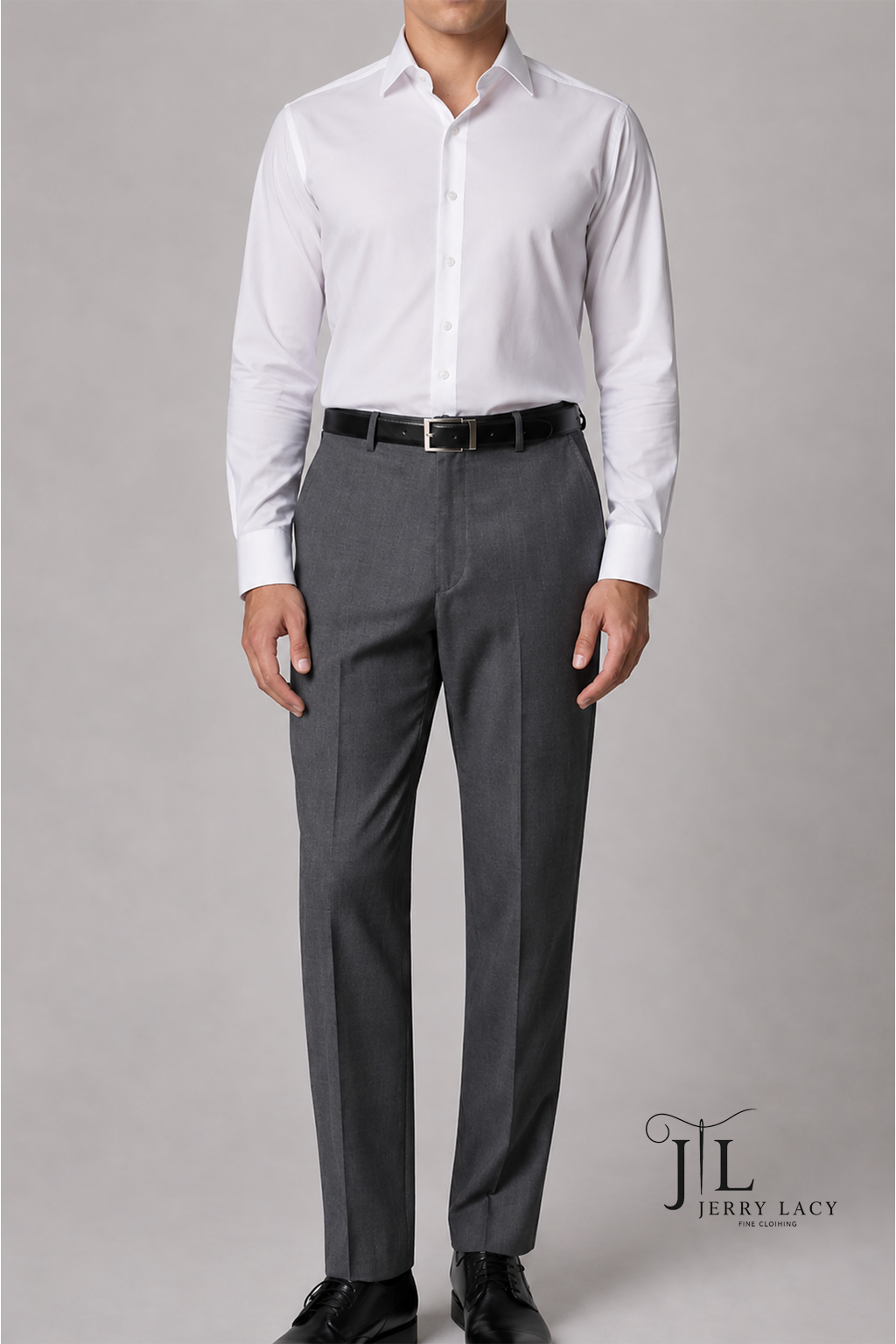 Medium Gray Italian Dress Pants Trimmer Fit Super 150's