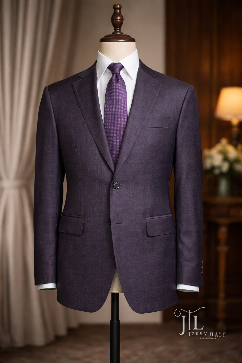 Burgundy Micro Suit Slim Fit Super 130's