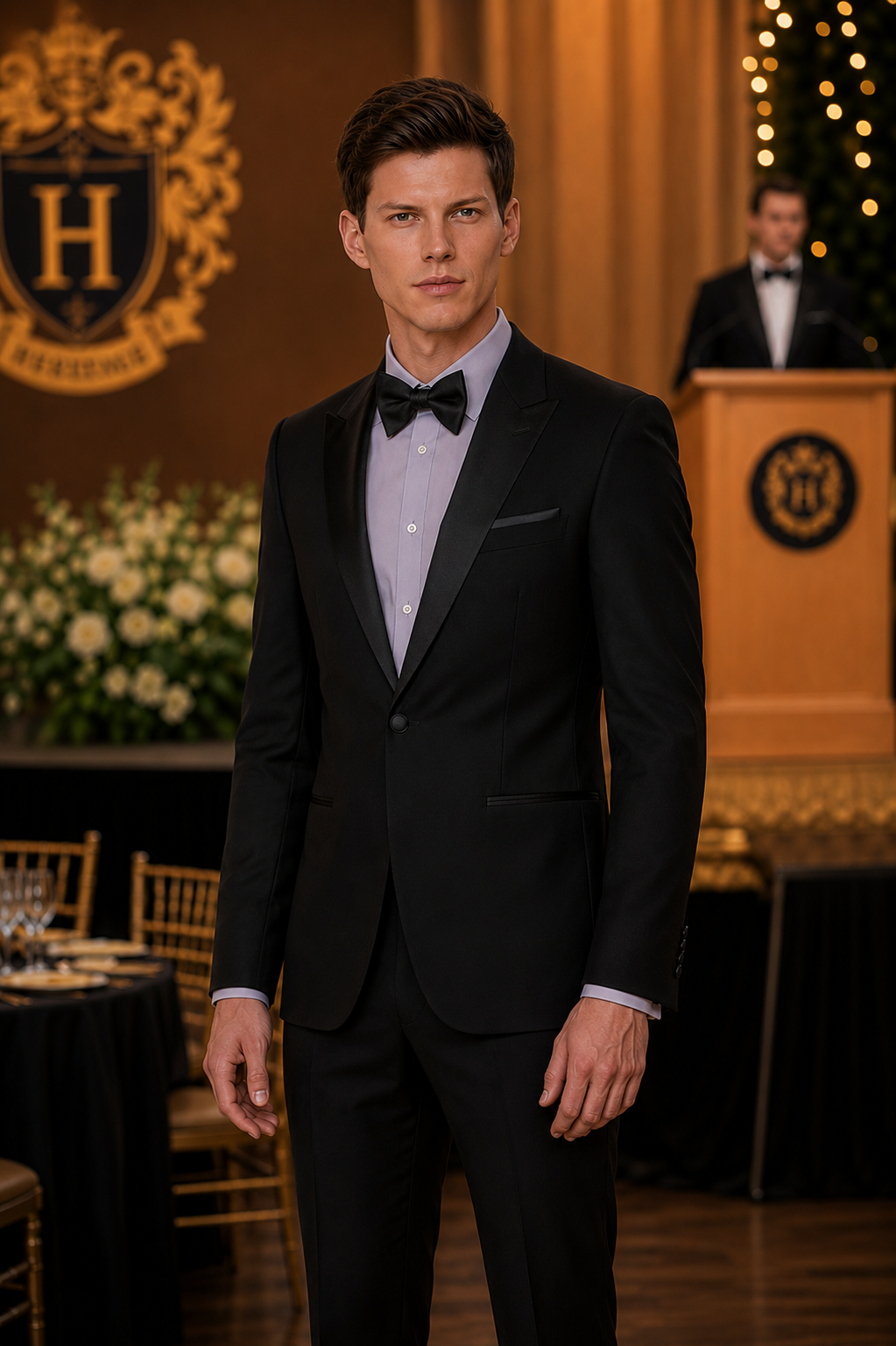 JL Black Tuxedo Peak Slim Fit