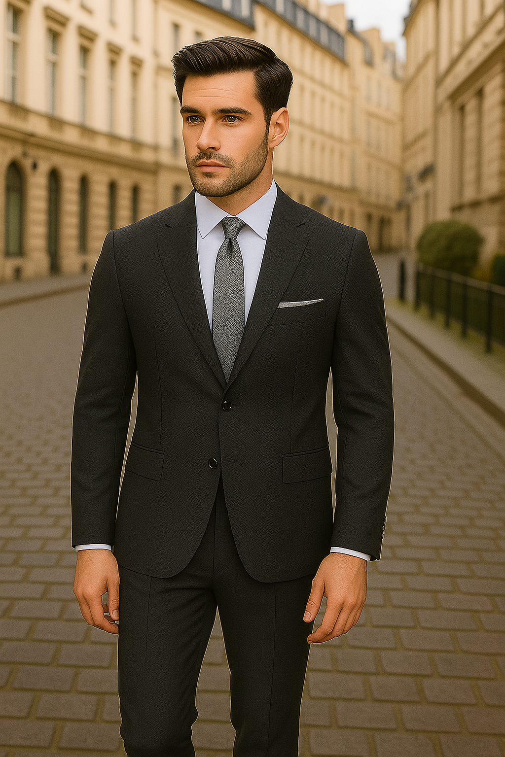 Gray Birdeye Modern Fit Suit Notch Lapel