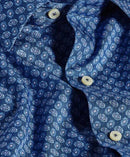 Navy Neat Print Short Sleeve Shirt