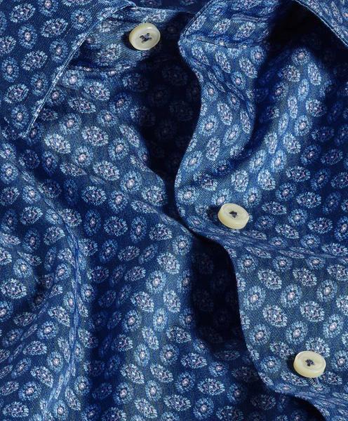 Navy Neat Print Short Sleeve Shirt