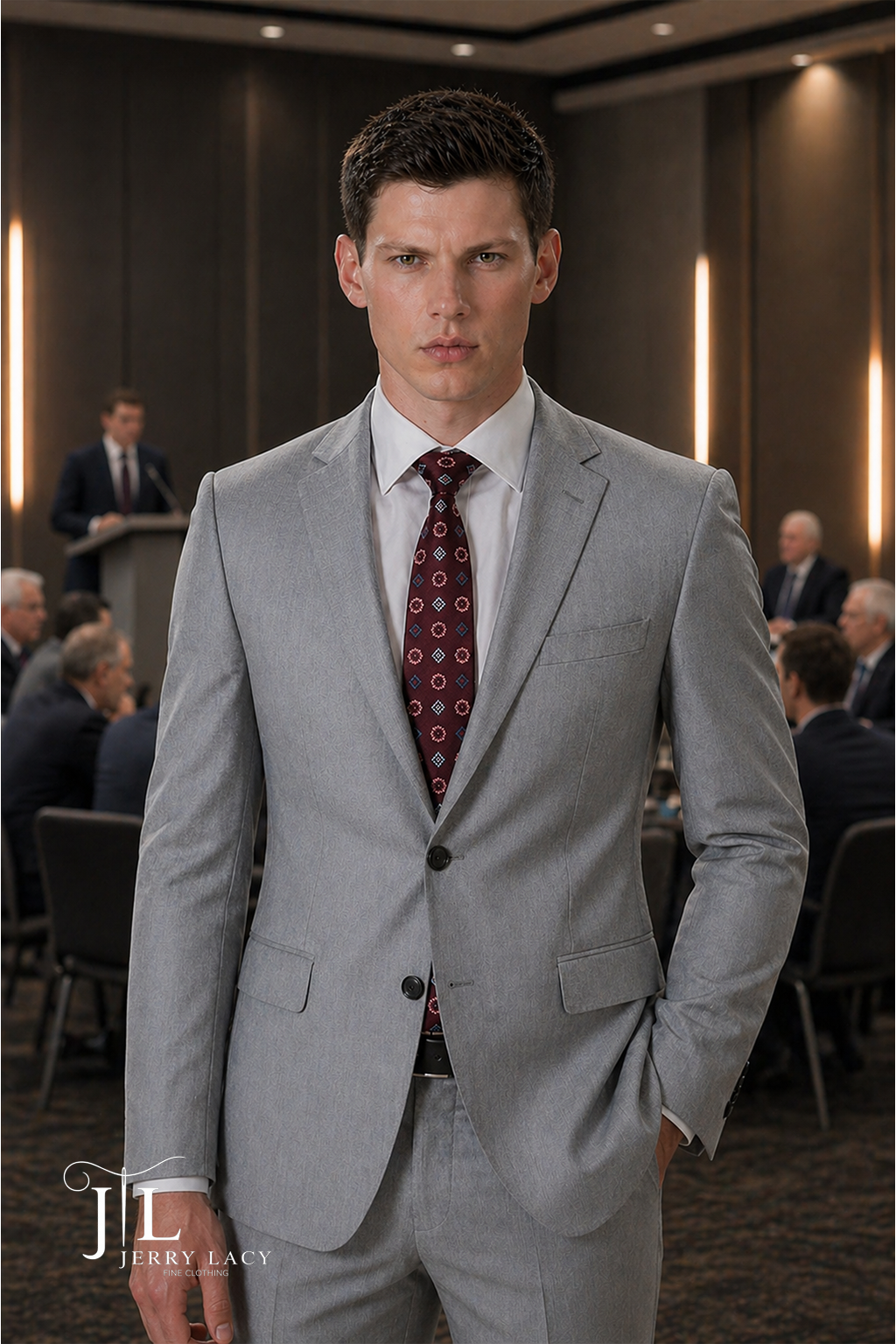 JL Suit Light Grey Notch Classic Fit Super 140's