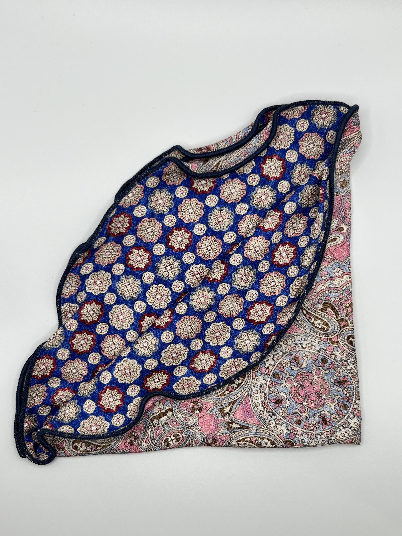 Pink/Med Blue Persian/Mini Medallions Print Reversible Pocket Circle