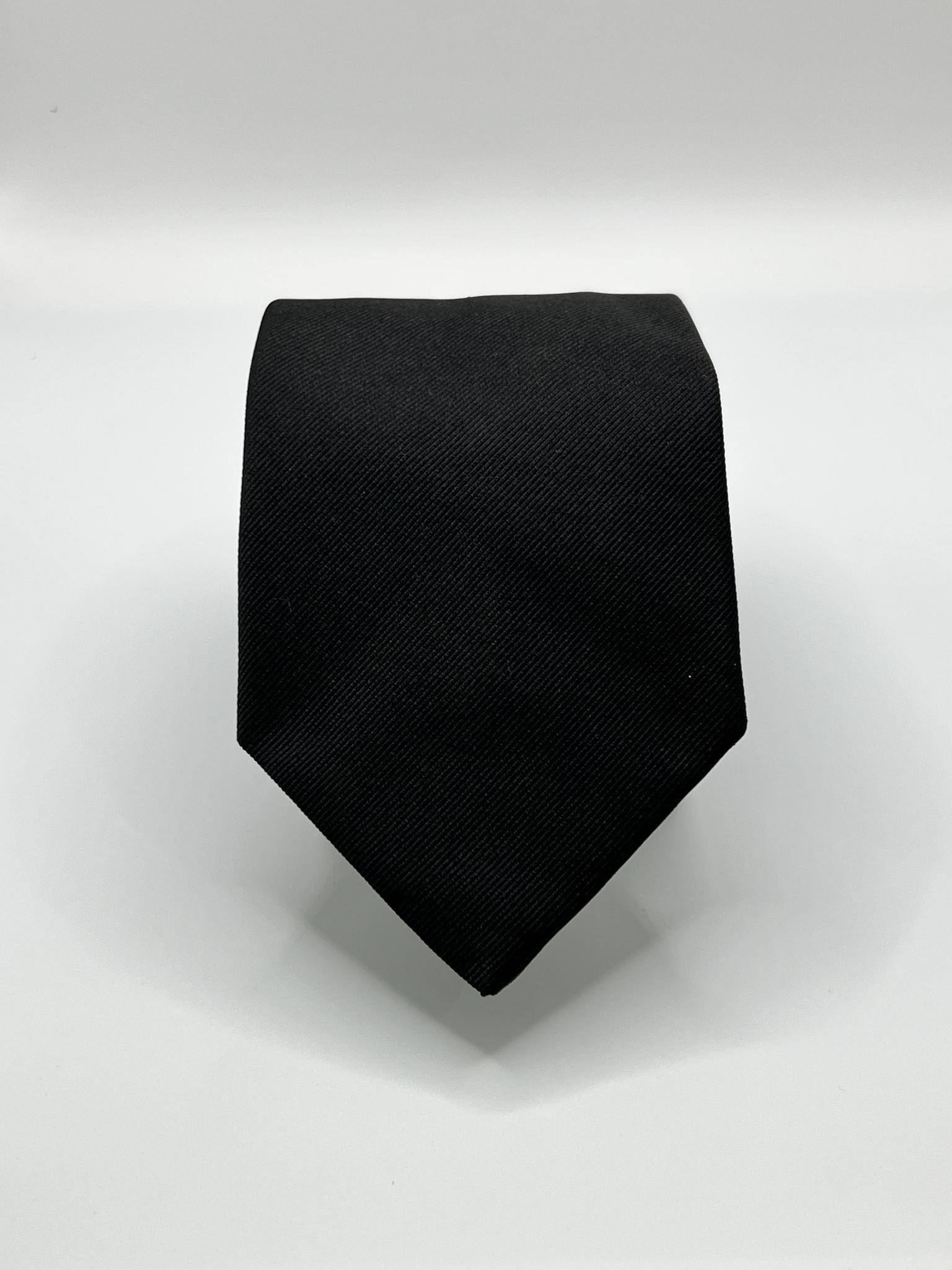 Black Silk Repp NeckTie Geoff