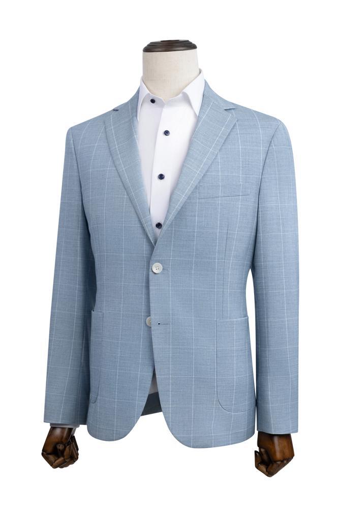 Light Blue Windowpane Casual Jacket