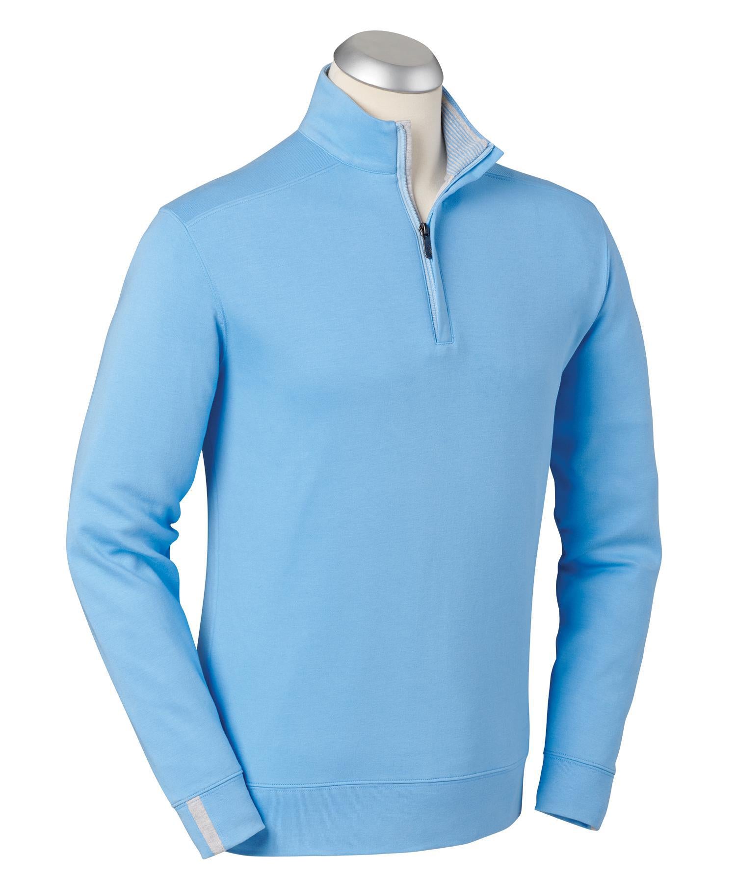 Signature Leaderboard Pima Cotton Quarter-Zip Pullover Sky Blue