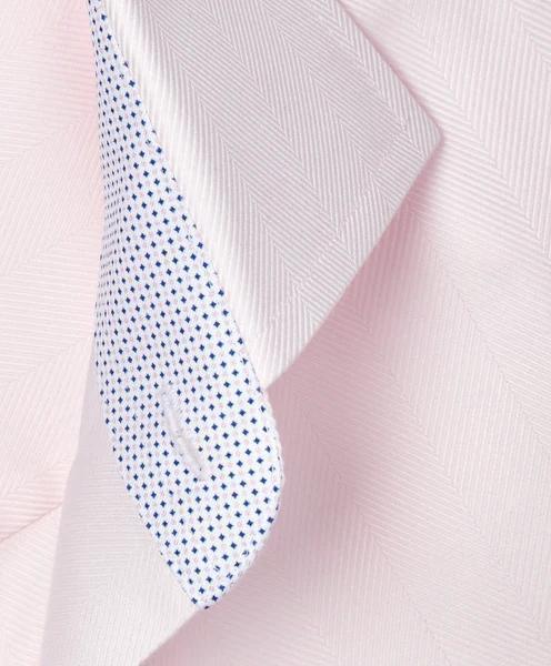 Pink Contrast Herringbone Solid Dress Shirt