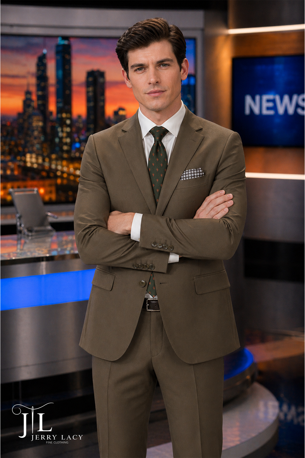 JL Suit Brown Olive Classic Fit