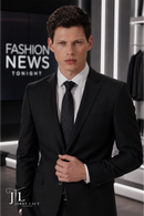 JL Suit Black Notch Slim Fit Super 140's