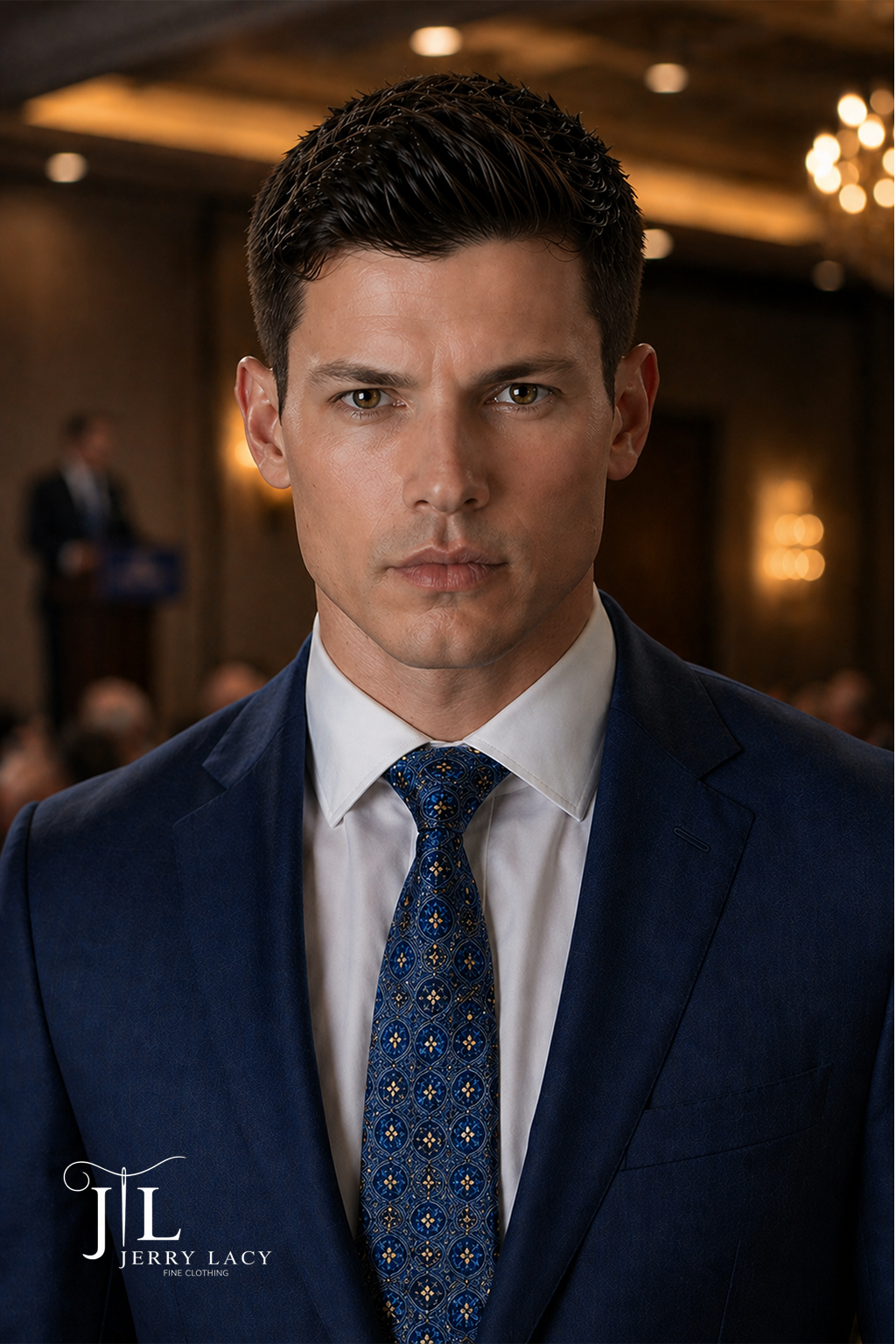 JL Suit Blue Sharkskin Slim Fit Super 140's