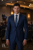 JL Suit Blue Sharkskin Classic Fit Super 140's