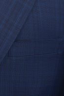Navy Plaid Suit Slim Fit Super 130's