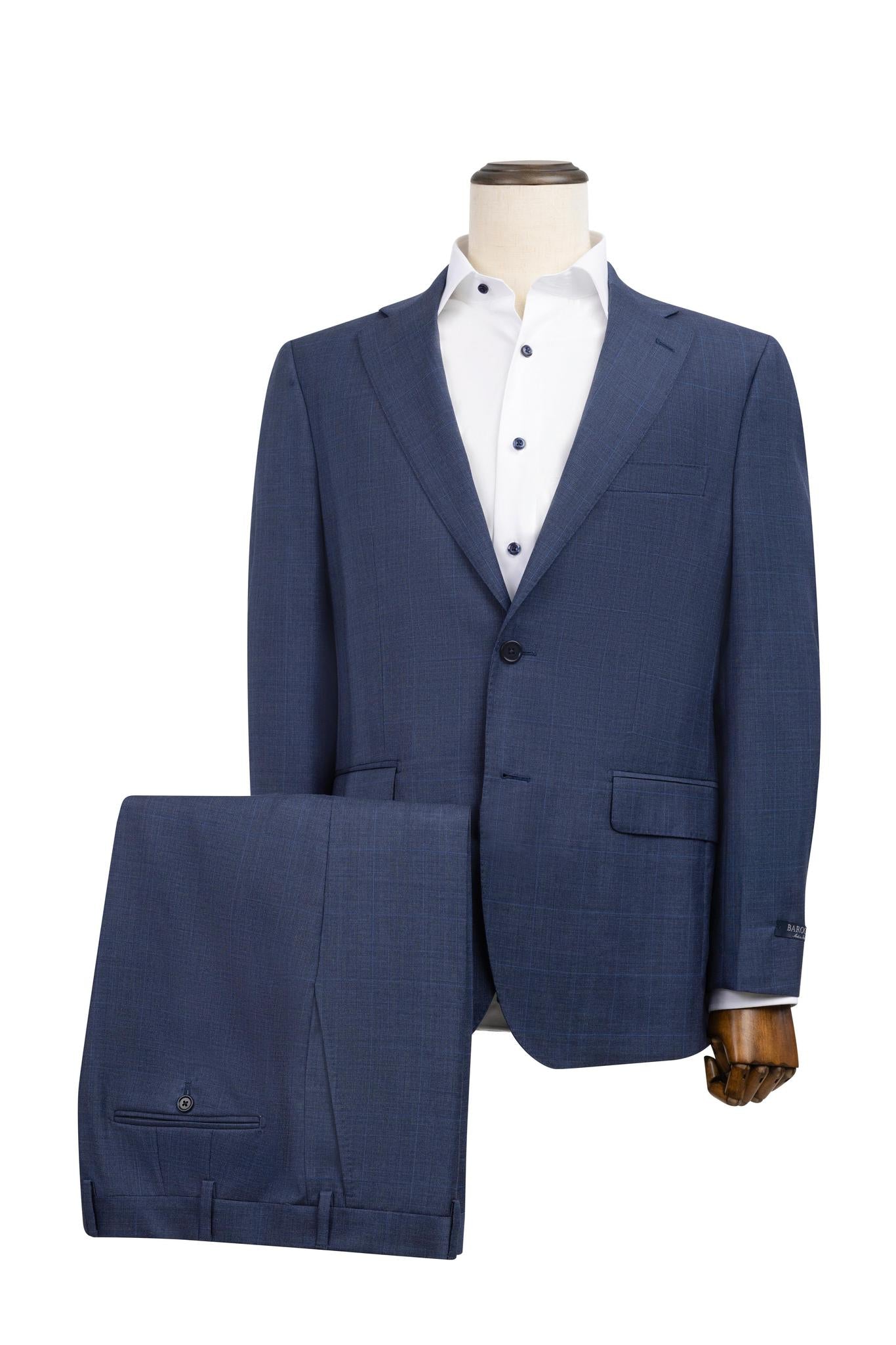 New Blue Plaid Suit Modern Fit Super 130's