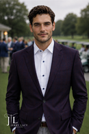 Cranberry Windowpane Sport Coat Modern Fit Super 130's