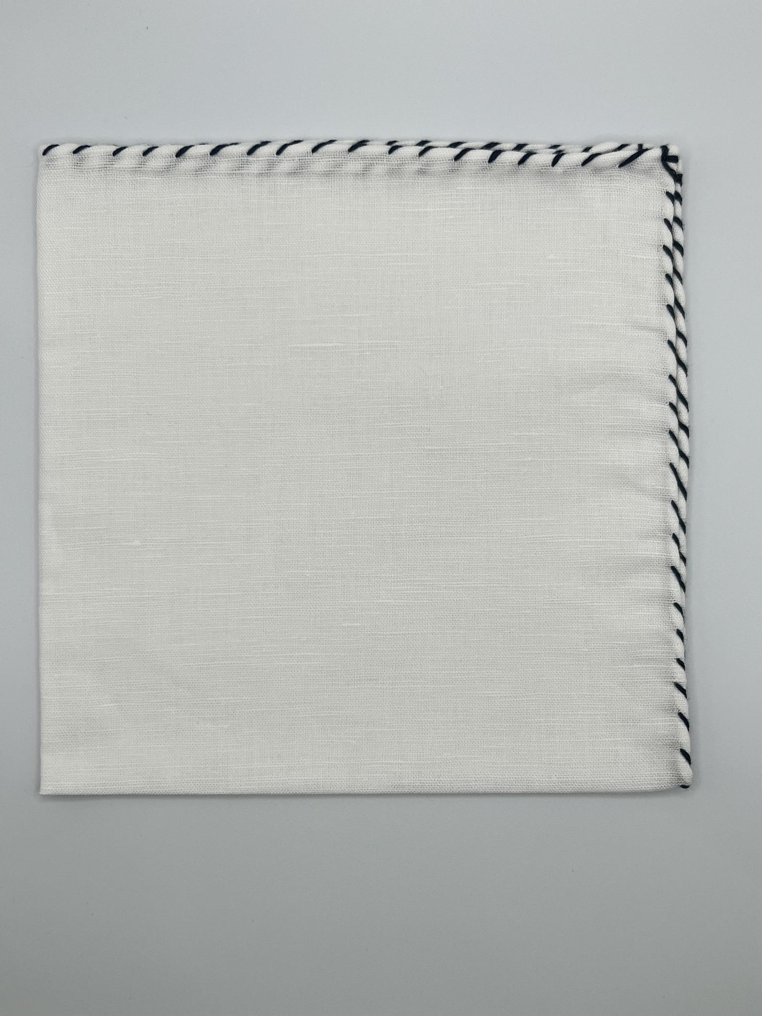White/ Lt Navy Linen Whipstitch PSQ