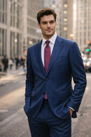 Navy Plaid Suit Slim Fit Super 130's