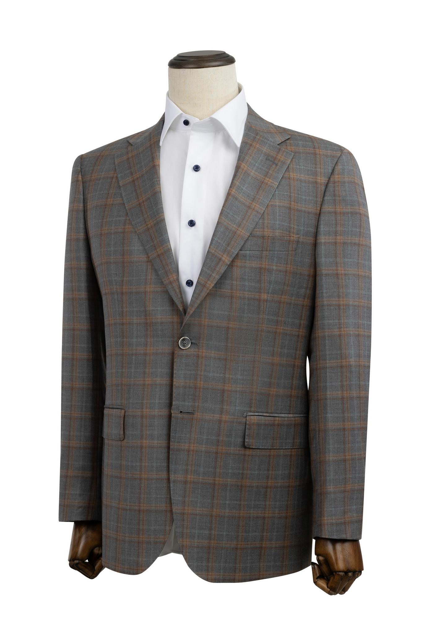 Gray/Tan Windowpane Sport Coat Modern Fit