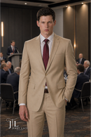 JL Tan Suit Notch Slim Fit Super 140's