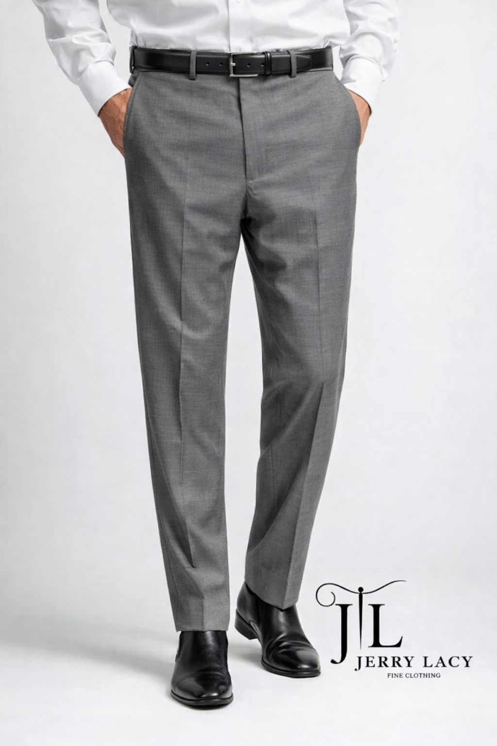 Medium Gray Pants Flat Front Super 150's