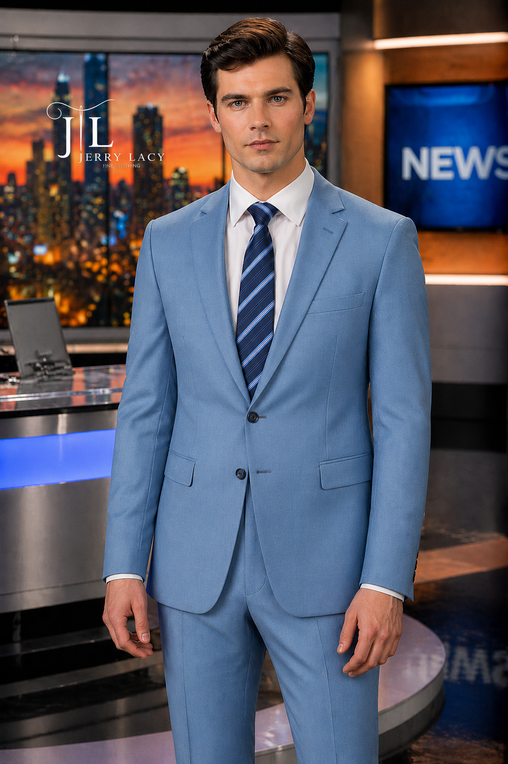 JL Sky Blue Slim Suit